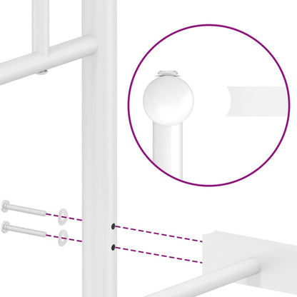 White Metal Bed Frame with Footboard - 120x190cm, No Mattress Included