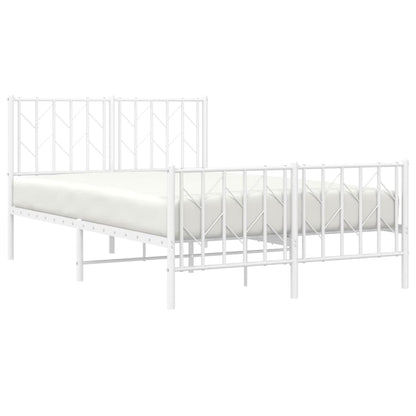 White Metal Bed Frame with Footboard - 120x200cm Sturdy Design