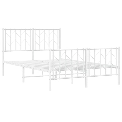 White Metal Bed Frame with Footboard - 120x200cm Sturdy Design