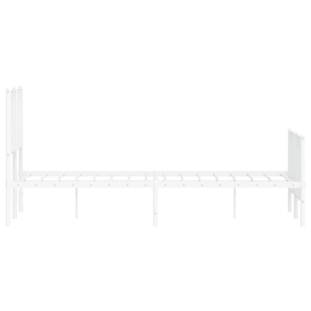 White Metal Bed Frame with Footboard - 120x200cm Sturdy Design