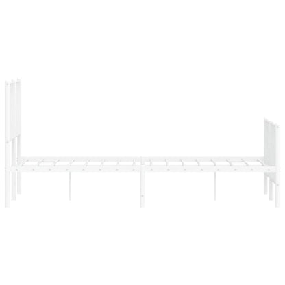 White Metal Bed Frame with Footboard - 120x200cm Sturdy Design
