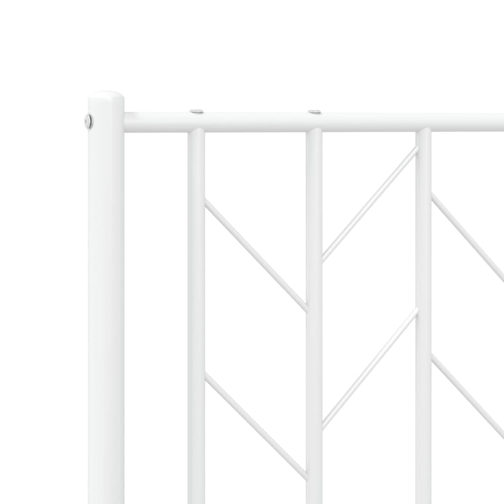 White Metal Bed Frame with Footboard - 120x200cm Sturdy Design