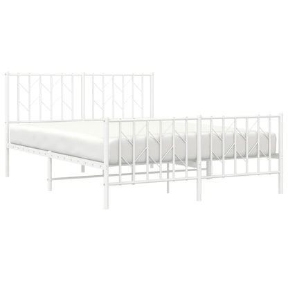 Elegant White Metal Bed Frame with Footboard, 140x190cm