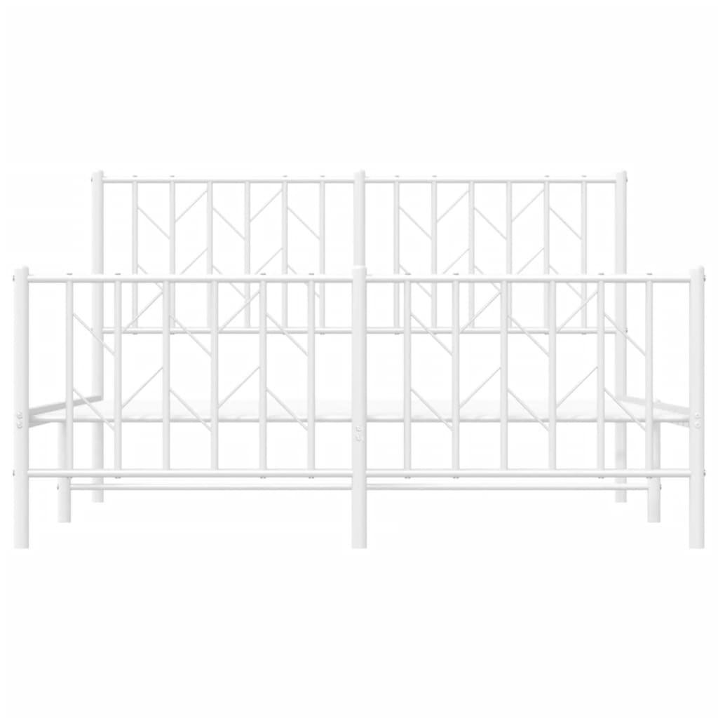 Elegant White Metal Bed Frame with Footboard, 140x190cm