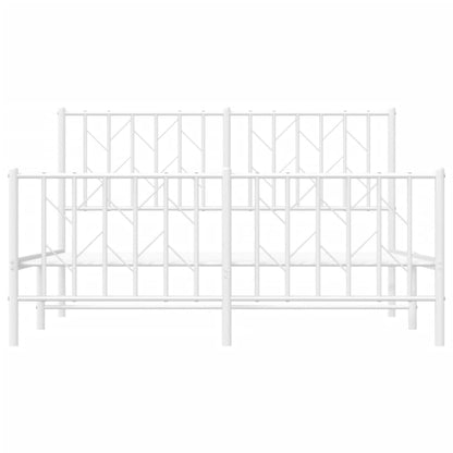 Elegant White Metal Bed Frame with Footboard, 140x190cm