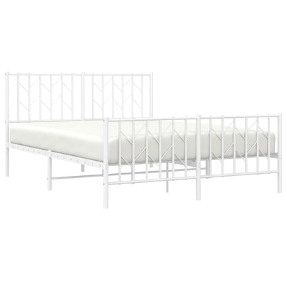 White Metal Bed Frame with Footboard - 140x200cm (No Mattress)