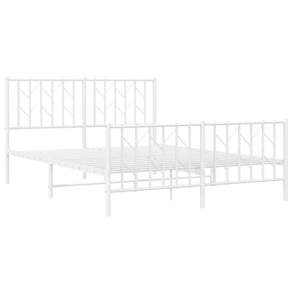 White Metal Bed Frame with Footboard - 140x200cm (No Mattress)