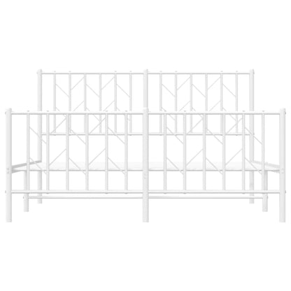 White Metal Bed Frame with Footboard - 140x200cm (No Mattress)