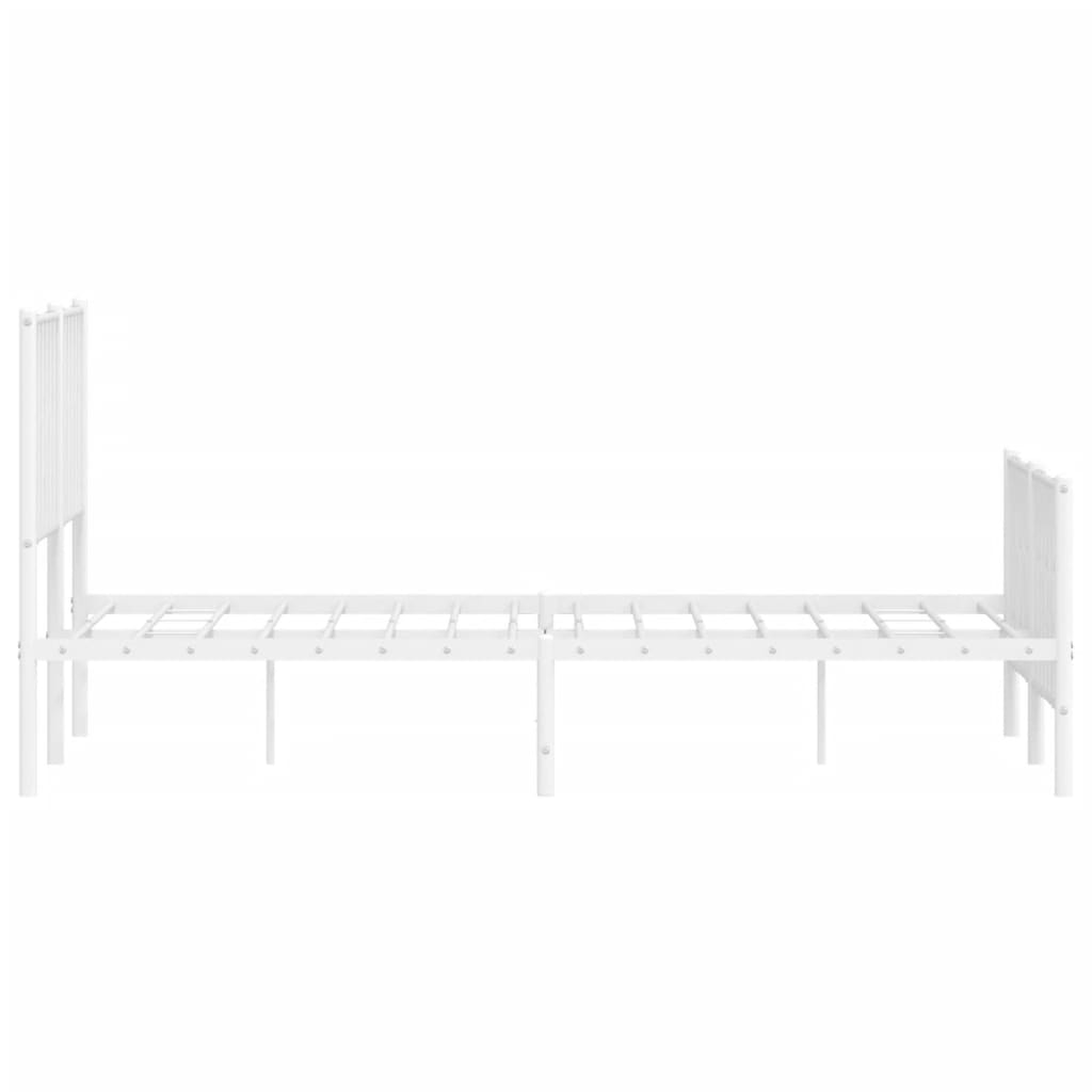 White Metal Bed Frame with Footboard - 140x200cm (No Mattress)