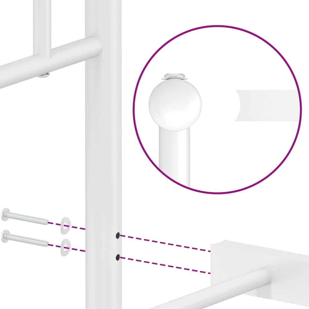White Metal Bed Frame with Footboard - 140x200cm (No Mattress)