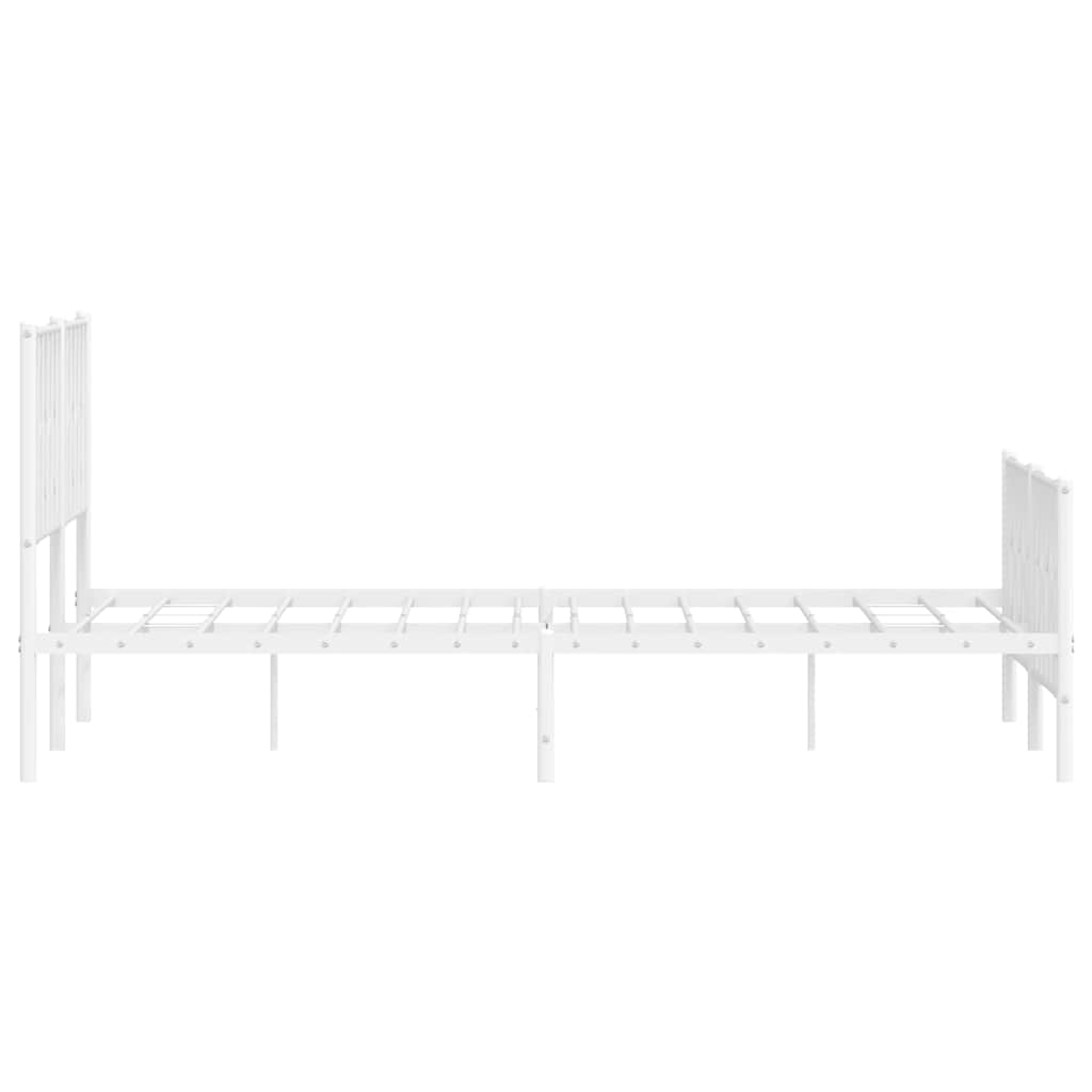 White Metal Bed Frame with Footboard, 150x200cm, No Mattress