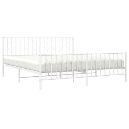 White Metal Bed Frame with Footboard - 180x200cm, Mattress Not Included