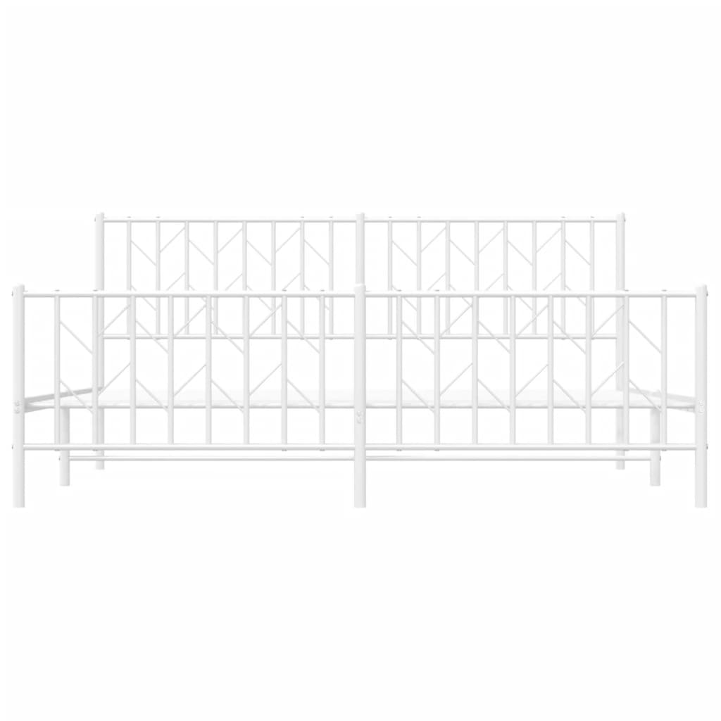 White Metal Bed Frame with Footboard - 180x200cm, Mattress Not Included