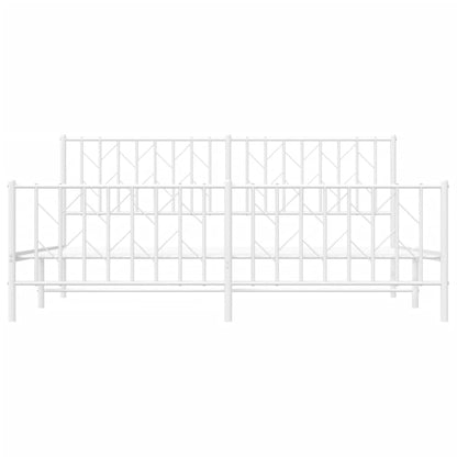White Metal Bed Frame with Footboard - 180x200cm, Mattress Not Included
