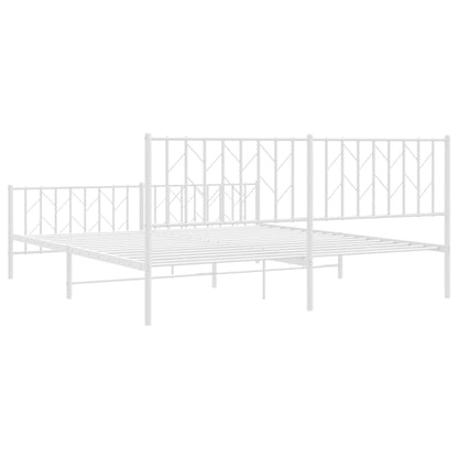 White Metal Bed Frame with Footboard - 180x200cm, Mattress Not Included