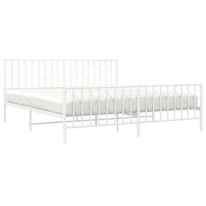 Elegant White Metal Bed Frame with Footboard - 183x213cm