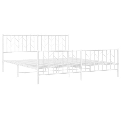 Elegant White Metal Bed Frame with Footboard - 183x213cm