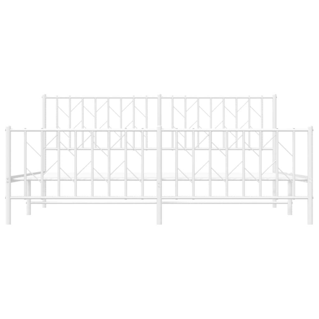 Elegant White Metal Bed Frame with Footboard - 183x213cm