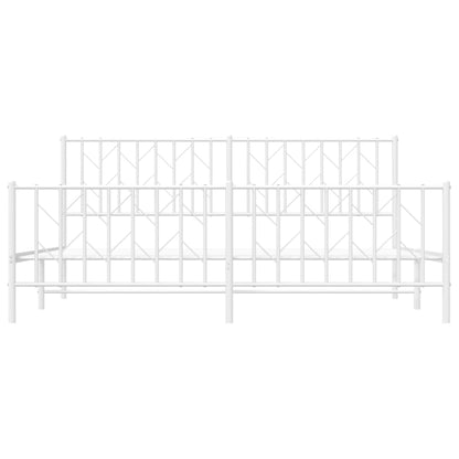 Elegant White Metal Bed Frame with Footboard - 183x213cm