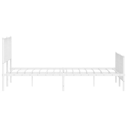 Elegant White Metal Bed Frame with Footboard - 183x213cm