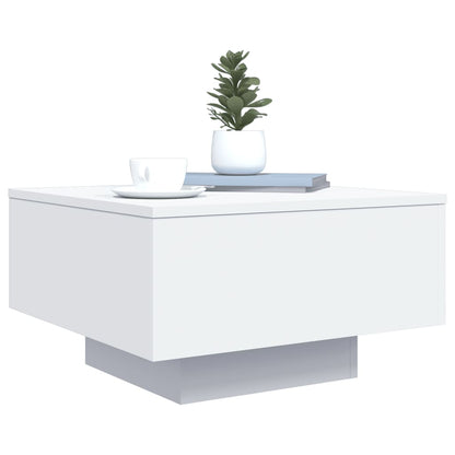 Coffee Table with LED Lights White 55x55x31 cm