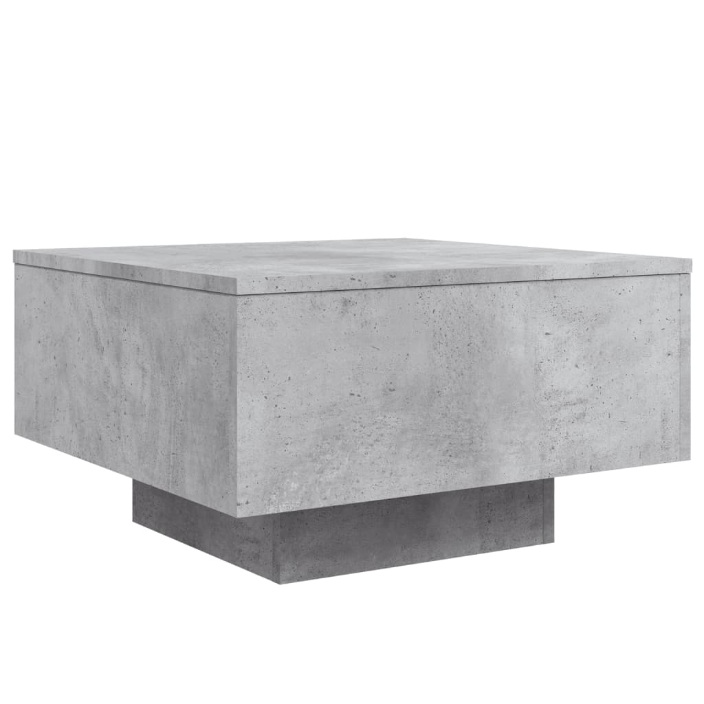 Coffee Table with LED Lights Concrete Grey 55x55x31 cm