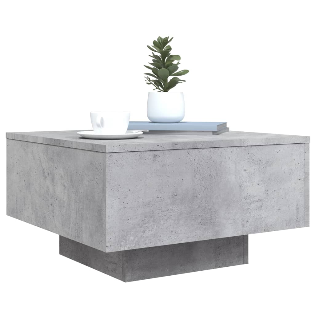 Coffee Table with LED Lights Concrete Grey 55x55x31 cm