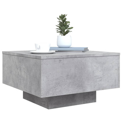 Coffee Table with LED Lights Concrete Grey 55x55x31 cm