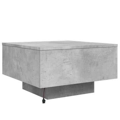 Coffee Table with LED Lights Concrete Grey 55x55x31 cm