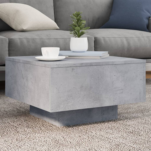 Coffee Table with LED Lights Concrete Grey 55x55x31 cm
