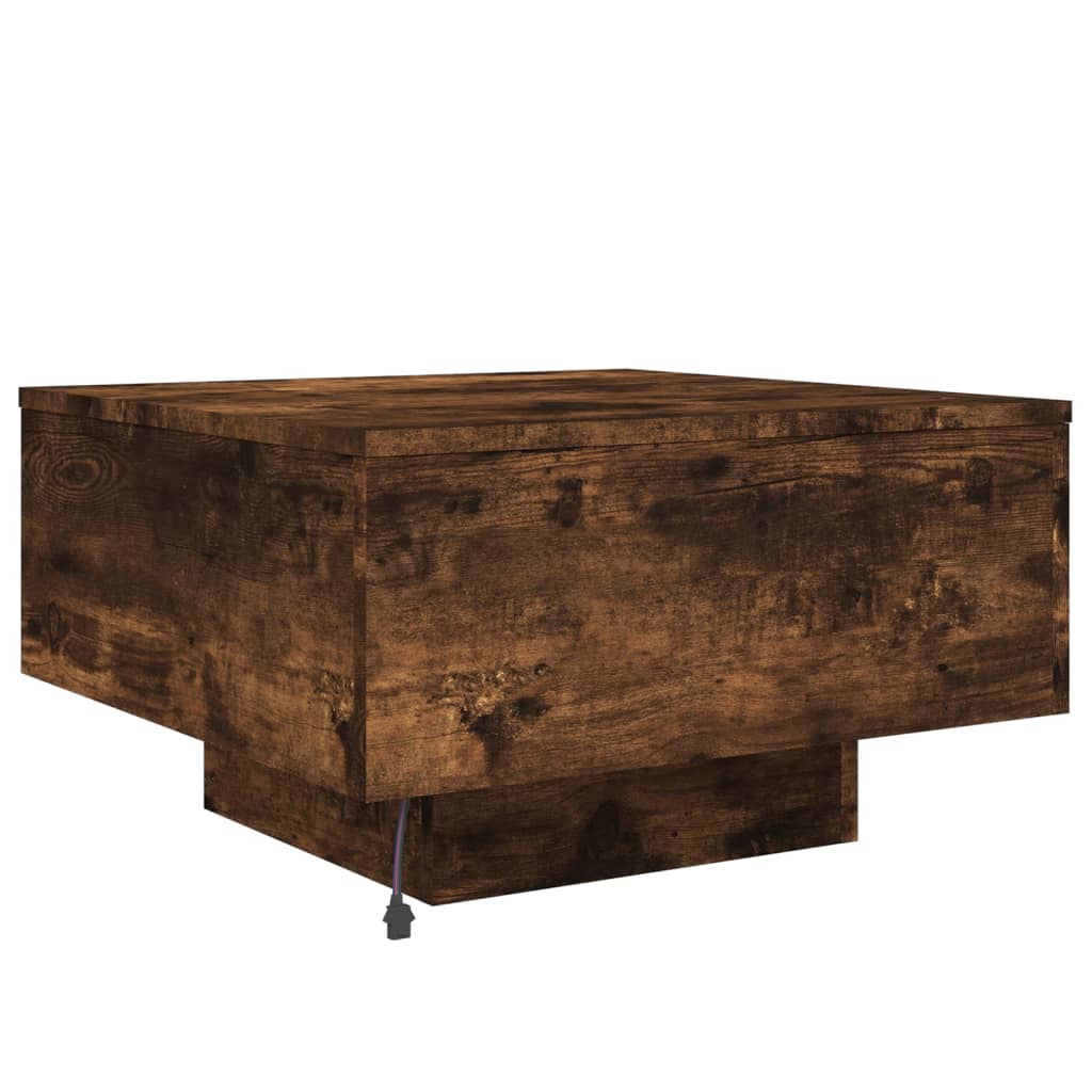 Coffee Table with LED Lights Smoked Oak 55x55x31 cm