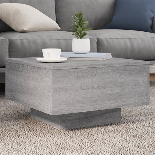 Coffee Table with LED Lights Grey Sonoma 55x55x31 cm