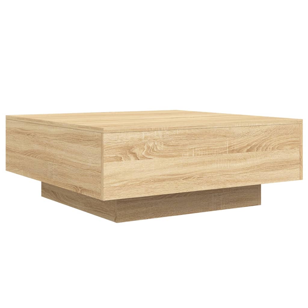 Coffee Table with LED Lights Sonoma Oak 80x80x31 cm