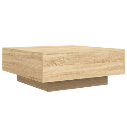 Coffee Table with LED Lights Sonoma Oak 80x80x31 cm
