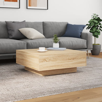 Coffee Table with LED Lights Sonoma Oak 80x80x31 cm