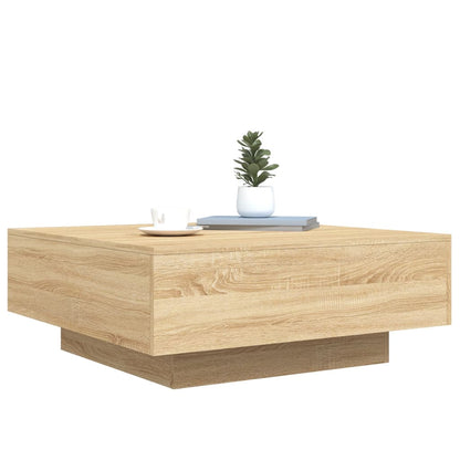 Coffee Table with LED Lights Sonoma Oak 80x80x31 cm