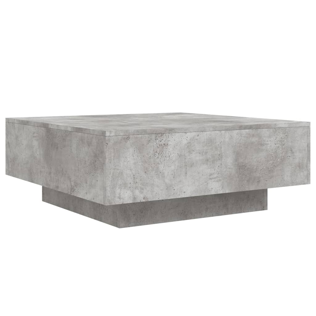 Coffee Table with LED Lights Concrete Grey 80x80x31 cm