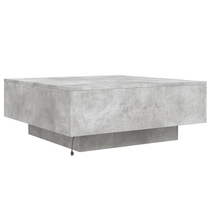 Coffee Table with LED Lights Concrete Grey 80x80x31 cm
