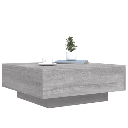 Coffee Table with LED Lights Grey Sonoma 80x80x31 cm