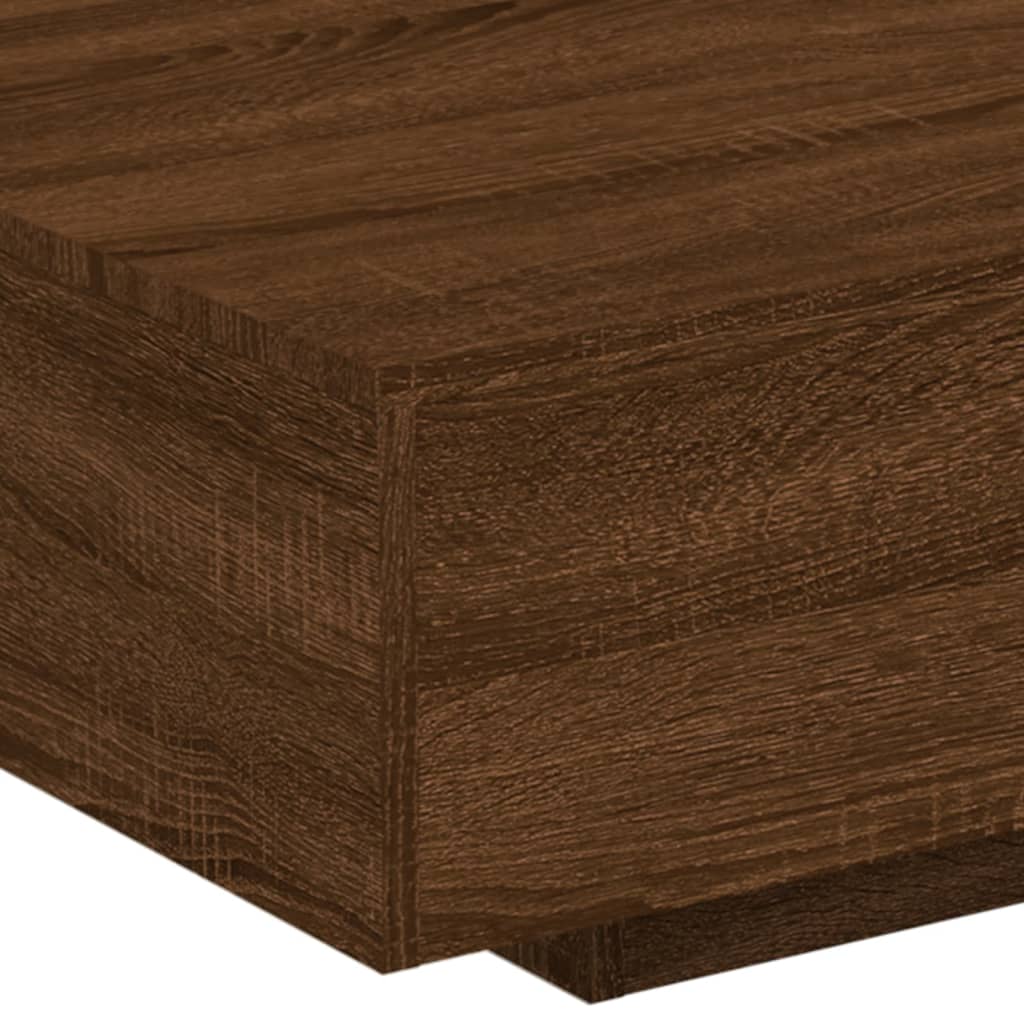 Coffee Table with LED Lights Brown Oak 85x55x31 cm