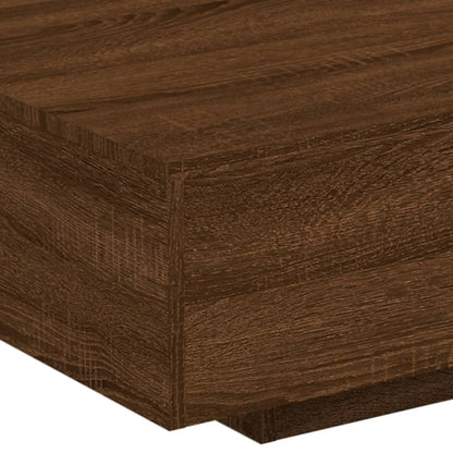 Coffee Table with LED Lights Brown Oak 85x55x31 cm