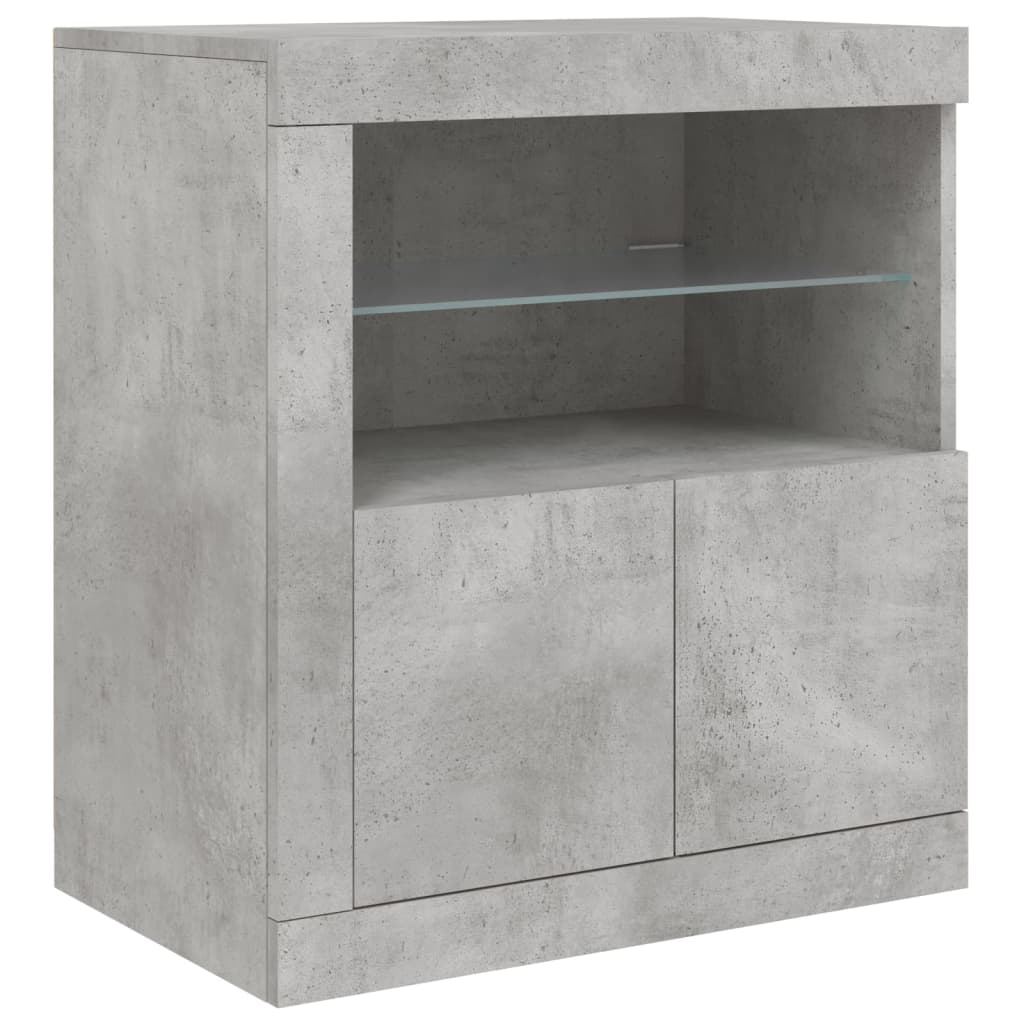 Sideboard with LED Lights Concrete Grey 60.5x37x67 cm