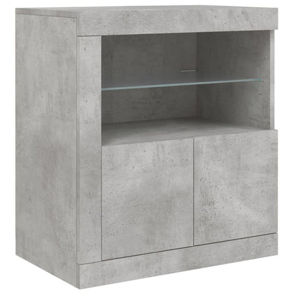 Sideboard with LED Lights Concrete Grey 60.5x37x67 cm