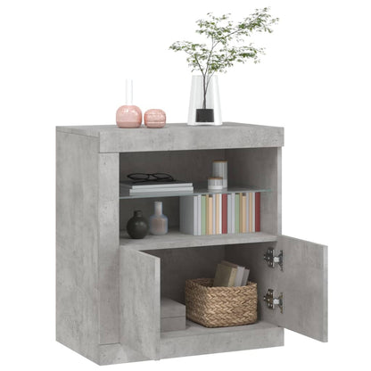 Sideboard with LED Lights Concrete Grey 60.5x37x67 cm