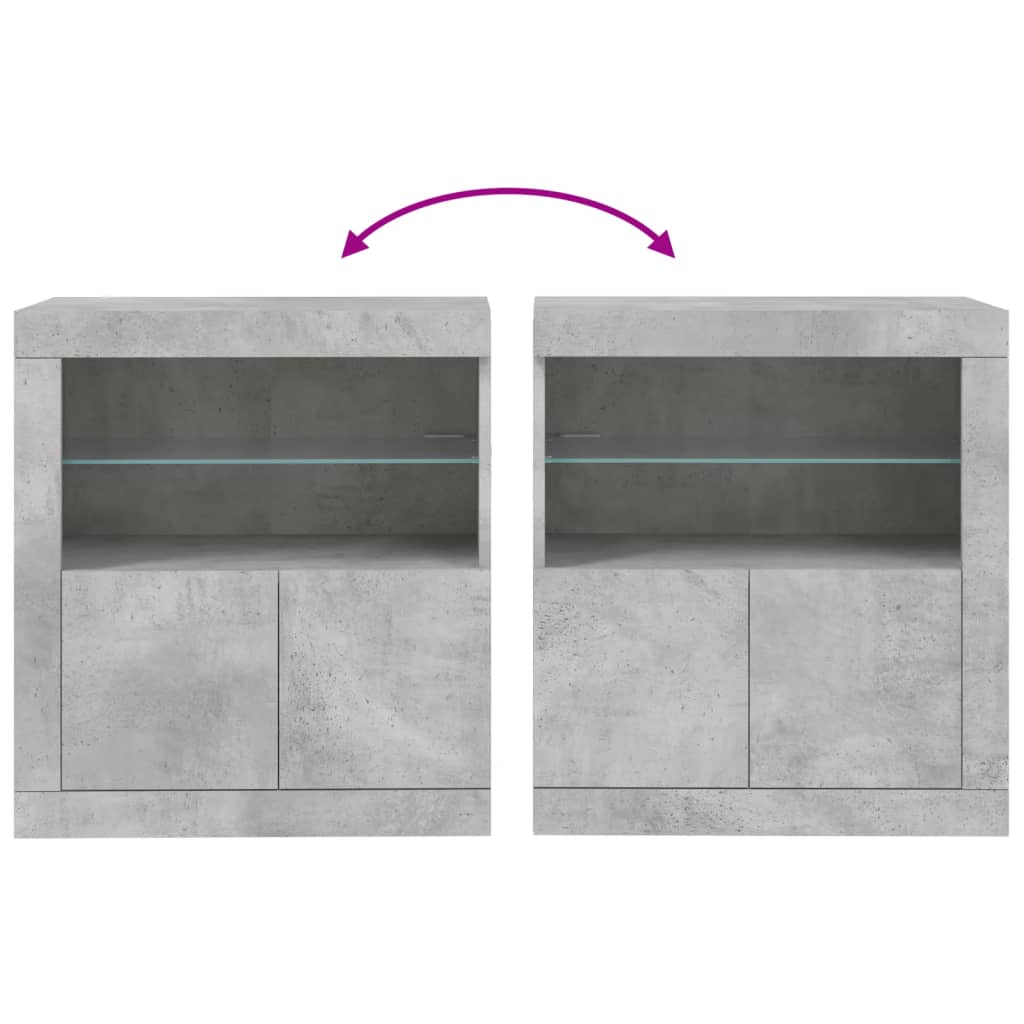 Sideboard with LED Lights Concrete Grey 60.5x37x67 cm
