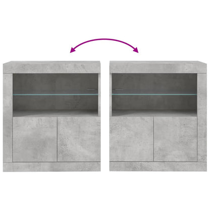Sideboard with LED Lights Concrete Grey 60.5x37x67 cm