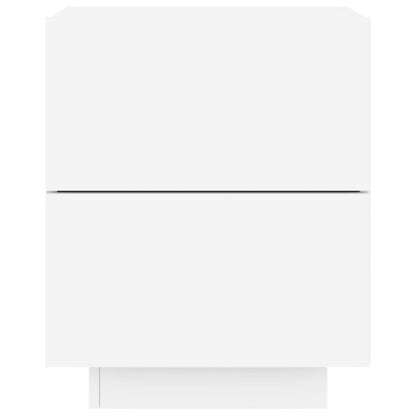 White Engineered Wood Bedside Cabinets with LED Lights - Set of 2