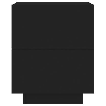 Black Bedside Cabinet with LED Lights in Engineered Wood