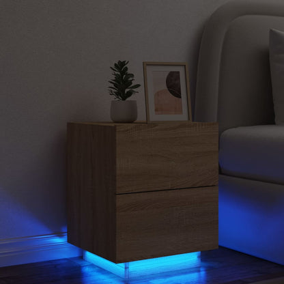 Sonoma Oak Bedside Cabinet with LED Lights - Engineered Wood