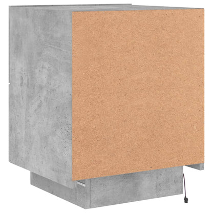 Concrete Grey Bedside Cabinets with LED Lights - Set of 2